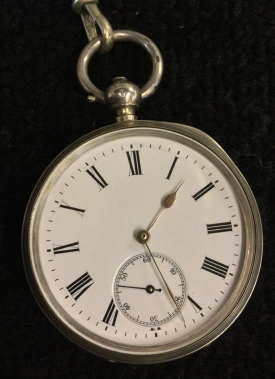 Benson silver pocket watch and chain